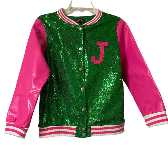 Nickelodeon Jojo’s Closet Sequin Faux Leather Varsity Jacket Size Girls XL 14 16 - Picture 1 of 9
